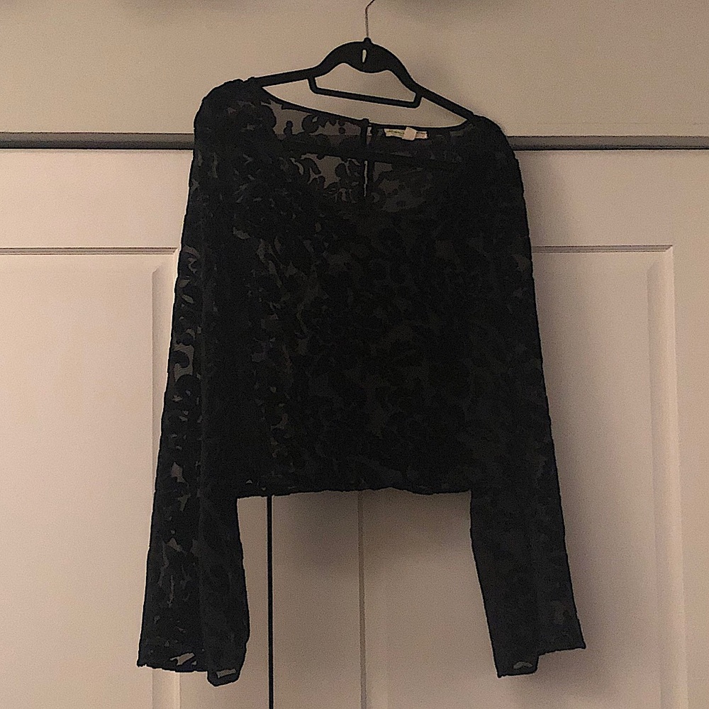 Black velvet designed crop top